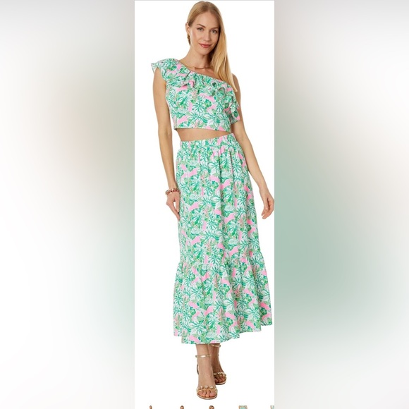 Lilly Pulitzer Kasida 2 piece Crop top skirt set 12 Just Wing It Botanical - Picture 4 of 7